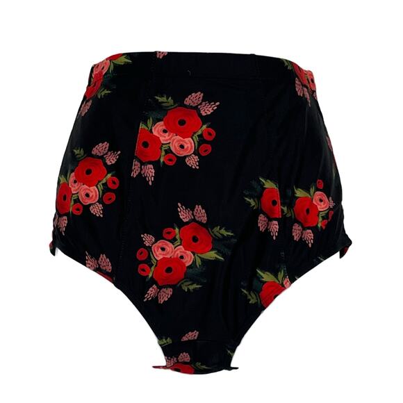 Bikini Bottom with Rose Print in Black and Red's Size Large - Picture 2 of 5
